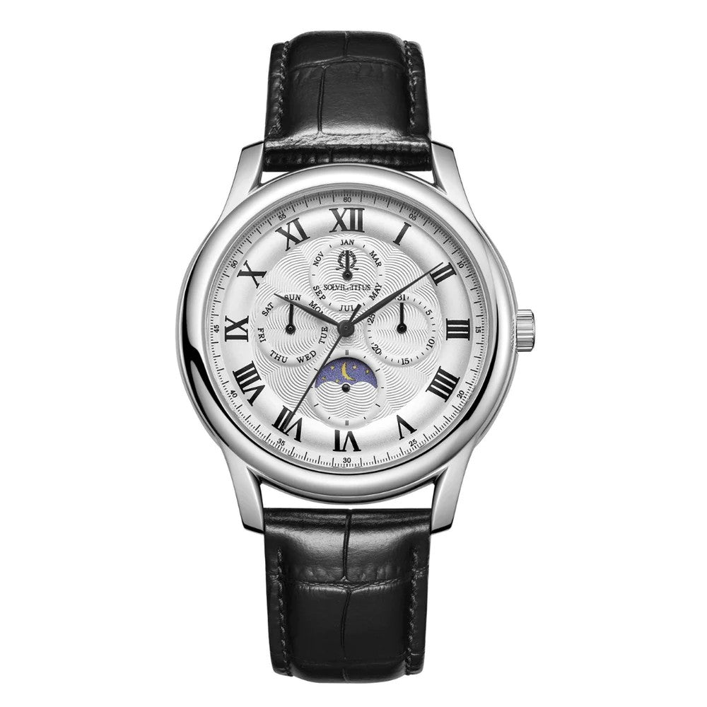 นาฬิกาผู้ชาย Classicist มัลติฟังก์ชัน ระบบควอตซ์ สายหนัง ขนาดตัวเรือน 41 มม. (W06-03322-001)