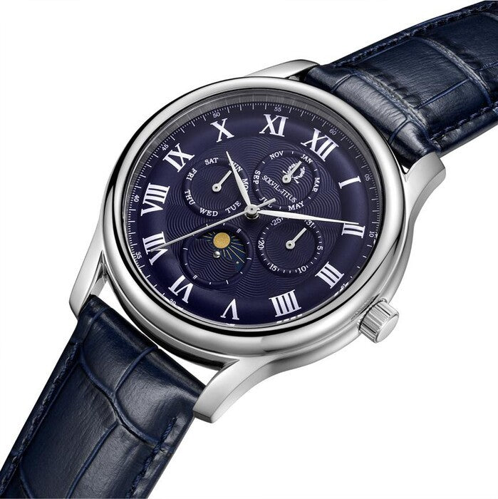 นาฬิกาผู้ชาย Classicist มัลติฟังก์ชัน ระบบควอตซ์ สายหนัง ขนาดตัวเรือน 41 มม. (W06-03322-002)