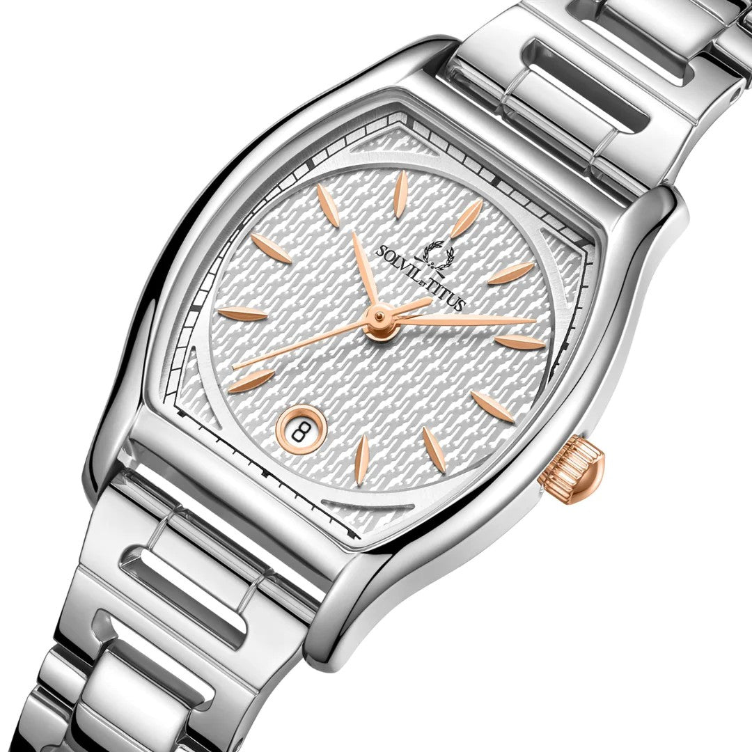 นาฬิกาผู้หญิง Barista 3 เข็ม วันที่ ระบบควอตซ์ สายสแตนเลสสตีล ขนาดตัวเรือน 24.7 มม. (W06-03326-001)