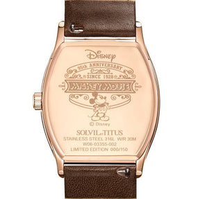 คอลเลกชัน Barista “Mickey Mouse 95th Anniversary” นาฬิกาผู้ชาย ลิมิเตดอิดิชัน เรือนสีโรสโกลด์ มัลติฟังก์ชัน บอกกลางวัน-กลางคืน ระบบควอตซ์ สายหนัง ขนาดตัวเรือน 37 มม. (W06-03355-002)