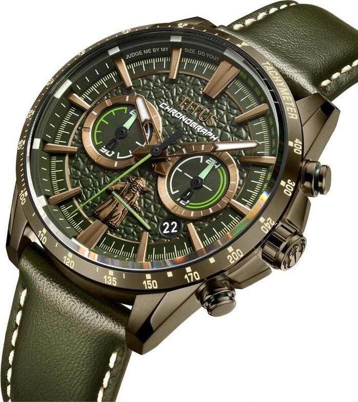[Pre-Order] Solvil et Titus x Star Wars "Master Yoda" Limited Edition นาฬิกาโครโนกราฟ ระบบควอตซ์ สายหนัง ขนาดตัวเรือน 44.2 มม. (W06-03365-006)