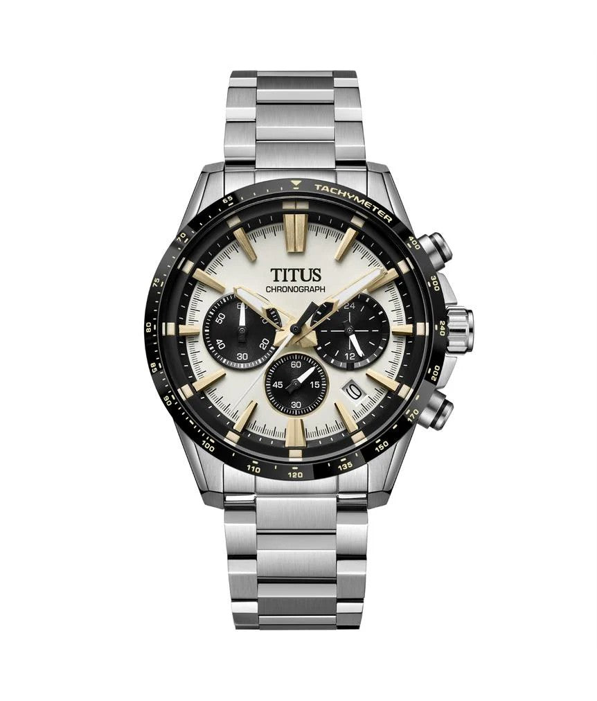 นาฬิกาผู้ชาย Saber โครโนกราฟ ระบบควอตซ์ สายสเตนเลสสตีล ขนาดตัวเรือน 42.2 มม. (W06-03401-004)