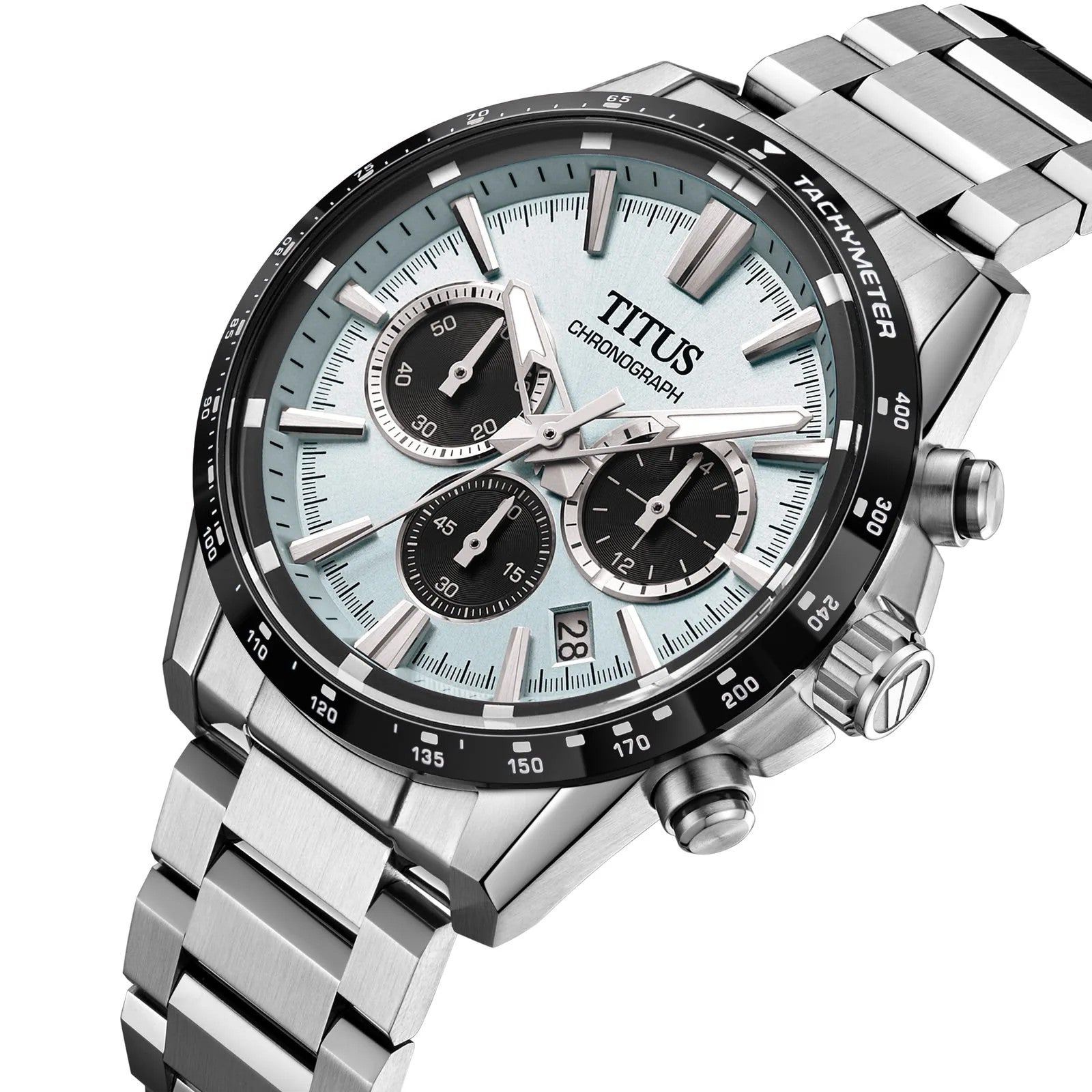 นาฬิกาผู้ชาย Saber โครโนกราฟ ระบบควอตซ์ สายสเตนเลสสตีล ขนาดตัวเรือน 42.2 มม. (W06-03401-008)