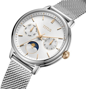 นาฬิกาผู้หญิง Fashionista มัลติฟังก์ชัน ระบบควอตซ์ สายถักสเตนเลสสตีล ขนาดตัวเรือน 32 มม. (W06-03404-001)