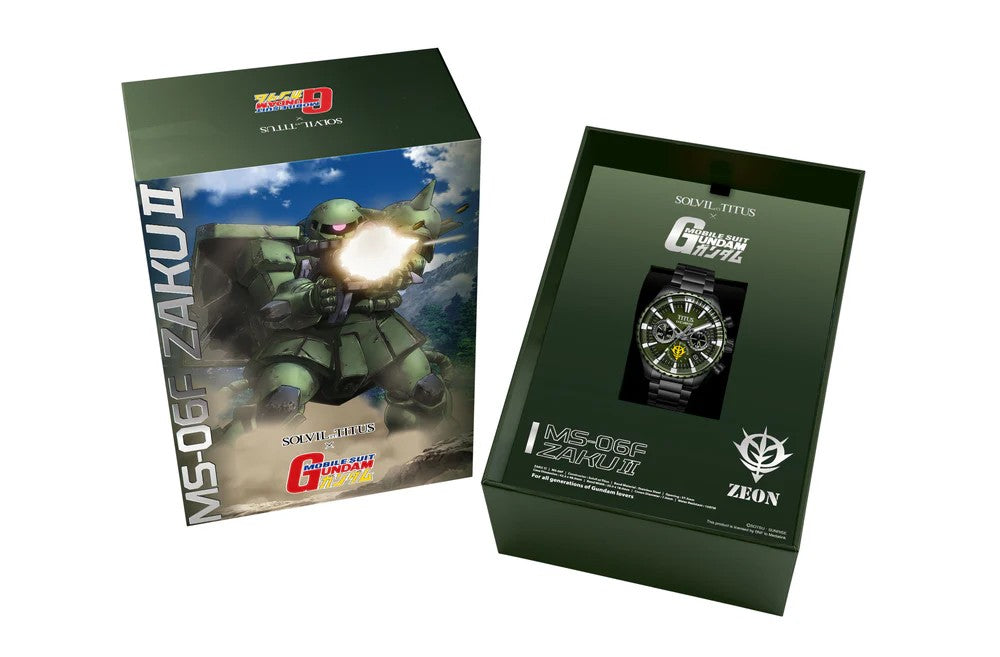 [Pre-Order] Solvil et Titus × Mobile Suit Gundam Limited-Edition Saber Collection “MS-06S Green Comet Zaku II” รุ่นลิมิเต็ดอิดิชัน นาฬิการะบบโครโนกราฟ สายสเตนเลสสตีล ขนาดตัวเรือน 42.5 มม. (W06-03408-002)