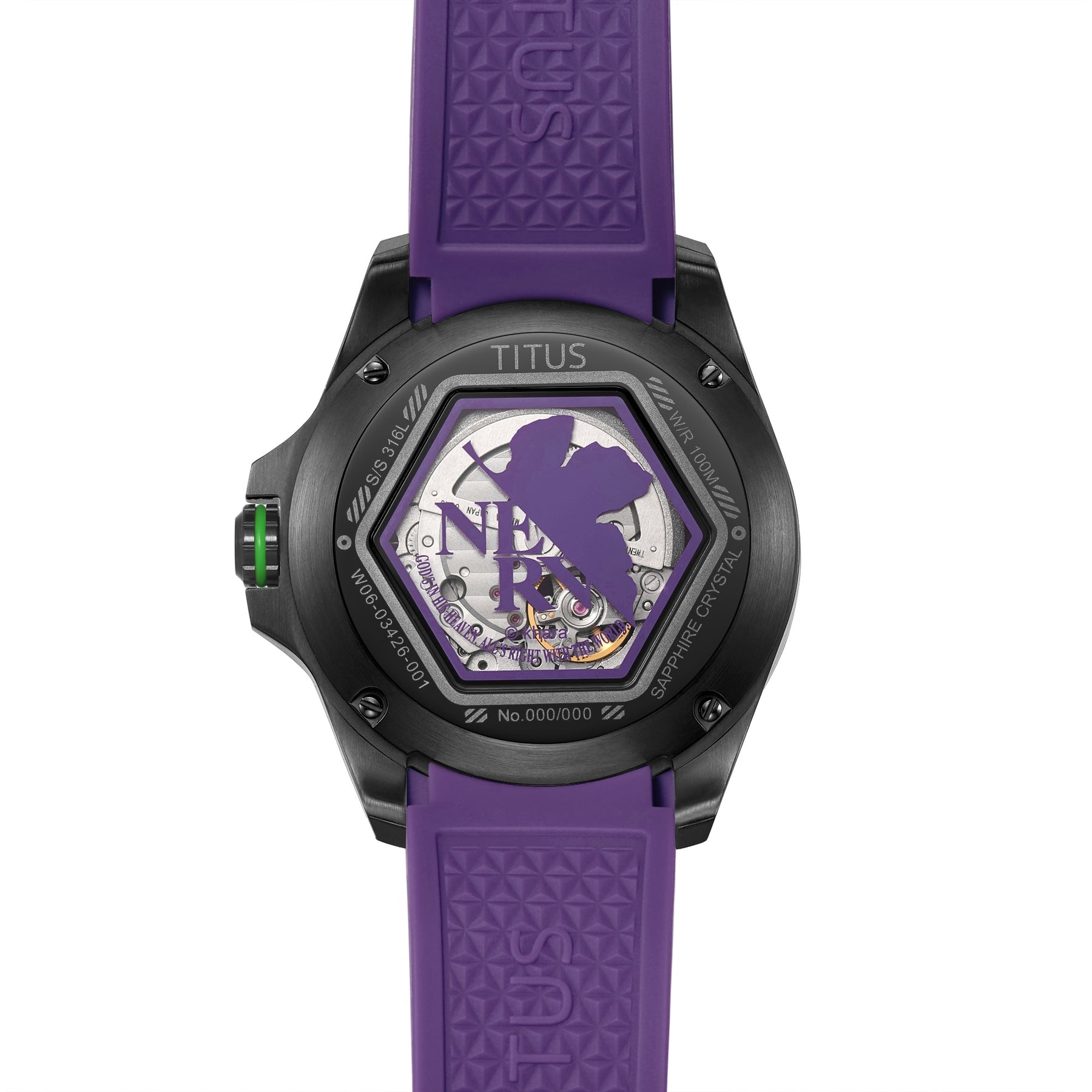 [Pre-Order] Solvil et Titus x EVANGELION "EVA-01" Limited Edition นาฬิกาออโตเมติก มาพร้อมสายซิลิโคน 2 เส้น มัลติฟังก์ชัน Quest Collection ขนาดตัวเรือน 44 มม. (W06-03426-001)