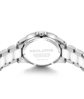 นาฬิกาผู้หญิง Fashionista มัลติฟังก์ชัน ระบบควอตซ์ สายสแตนเลสสตีลและเซรามิก ขนาดตัวเรือน 37 มม. (W06-03177-001)