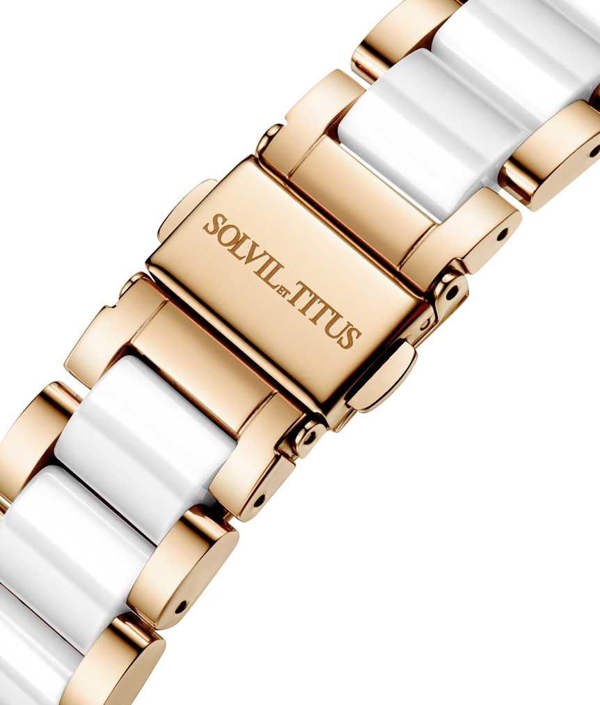 นาฬิกาผู้หญิง Fashionista มัลติฟังก์ชัน ระบบควอตซ์ สายสแตนเลสสตีลและเซรามิก ขนาดตัวเรือน 36 มม. (W06-03177-002)