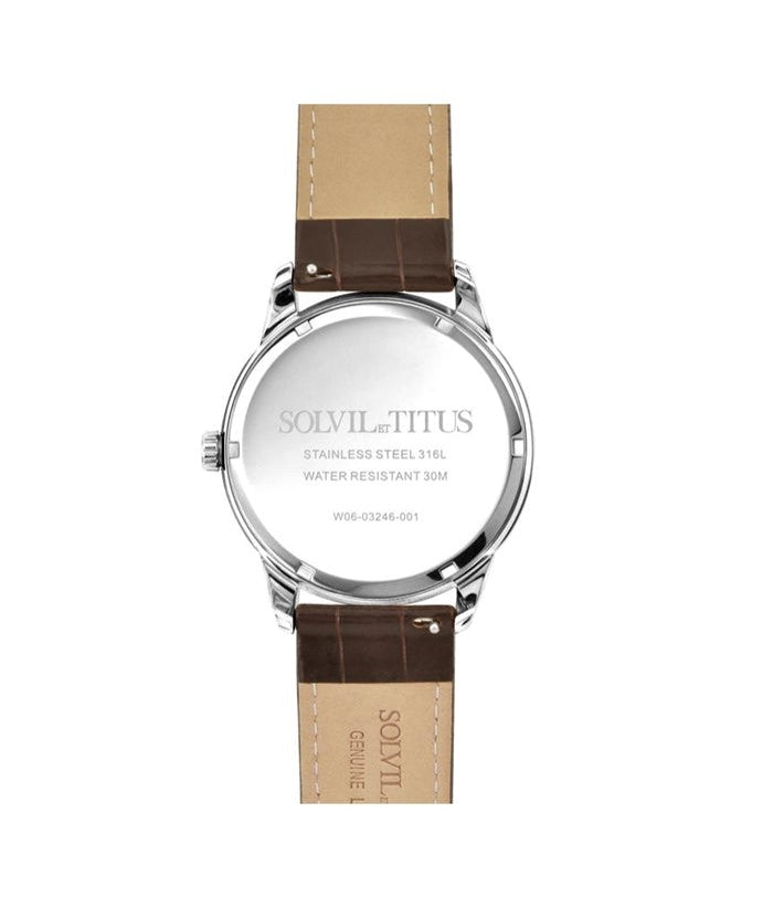 นาฬิกาผู้ชาย Classicist มัลติฟังชัน ระบบควอตซ์ สายหนัง ขนาดตัวเรือน 44 มม. (W06-03246-001)