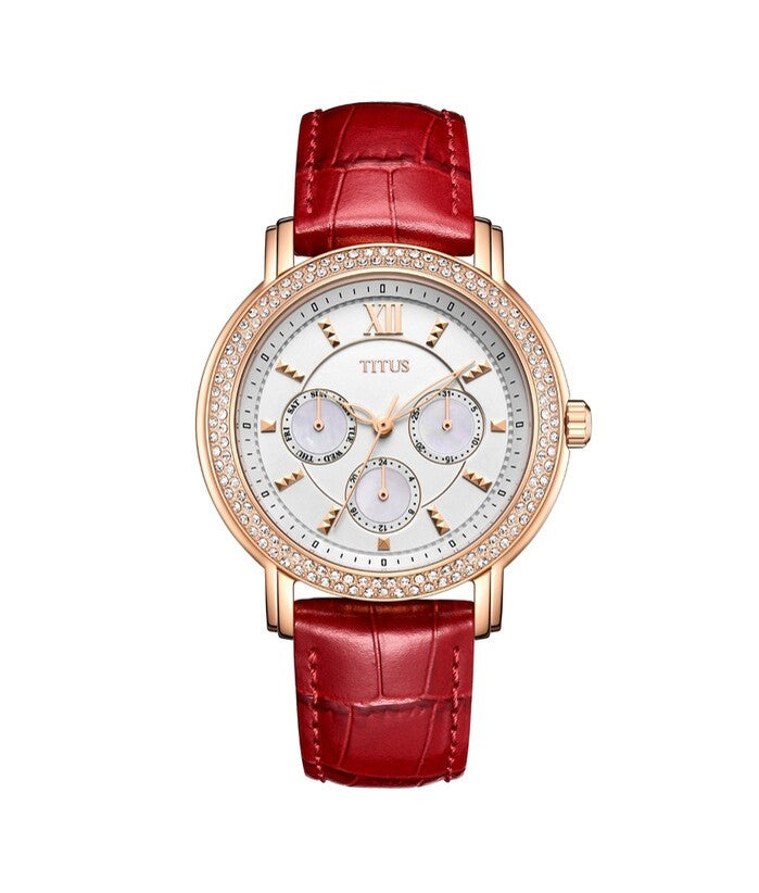 นาฬิกาผู้หญิง Fashionista มัลติฟังก์ชัน ระบบควอตซ์ สายหนัง ขนาดตัวเรือน 38 มม. (W06-03251-003)