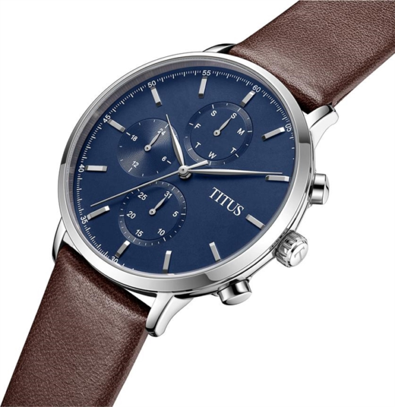 นาฬิกาผู้ชาย Interlude มัลติฟังก์ชัน ระบบควอตซ์ สายหนัง ขนาดตัวเรือน 42 มม. (W06-03258-002)