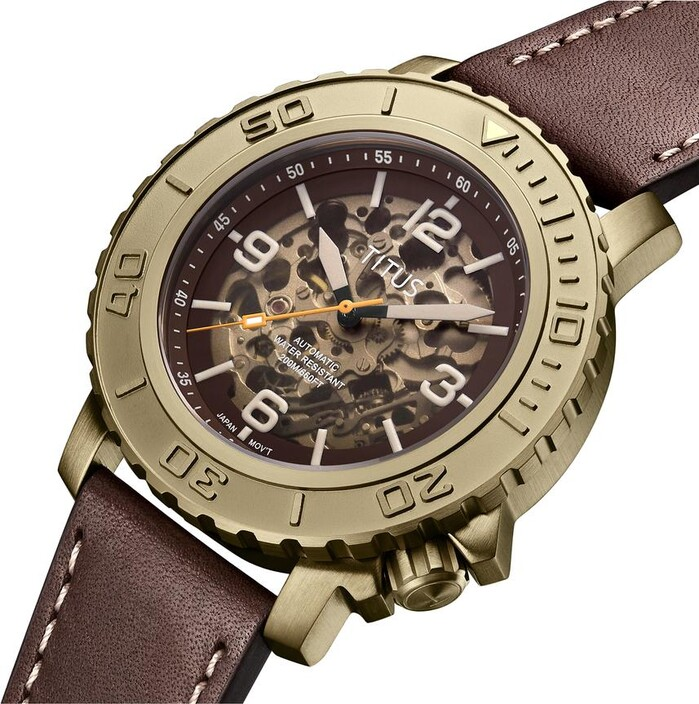 นาฬิกาผู้ชาย The Cape 3 เข็ม Skeleton ระบบออโตเมติก สายหนัง ขนาดตัวเรือน 46 มม. (W06-03279-004)